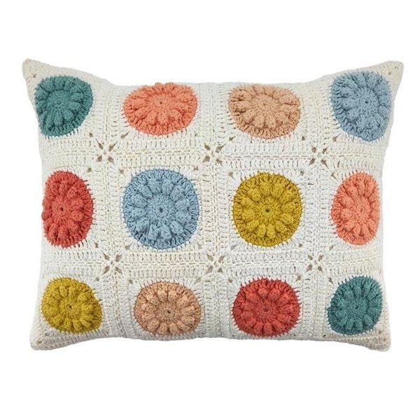 Saro Lifestyle SARO 1812.M1216BD 12 x 16 in. Oblong Down Filled Throw Pillow with Crochet Design 1812.M1216BD